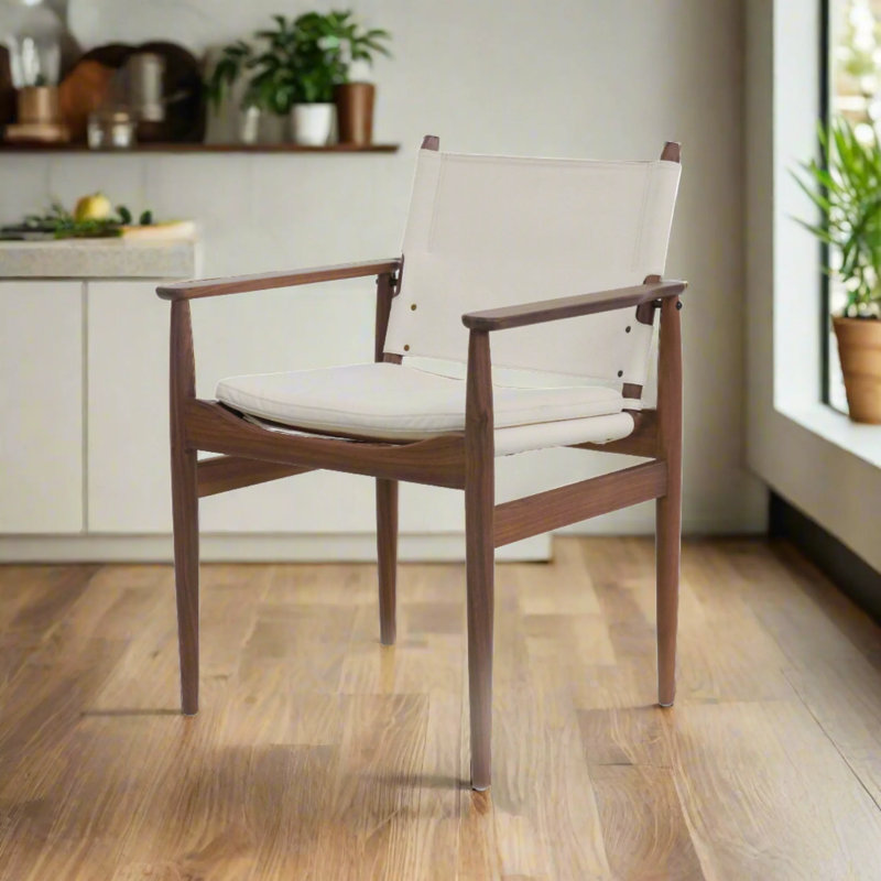 Journey Upholstered Arm Chair, Canvas Charcoal, Black Oak