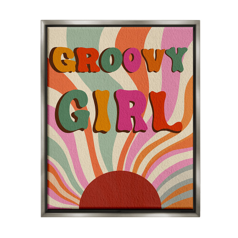 "Groovy Girl Patterned" par Regina Moore sur toile, H 21 po x l 17 po, Cadre flottant gris lustré