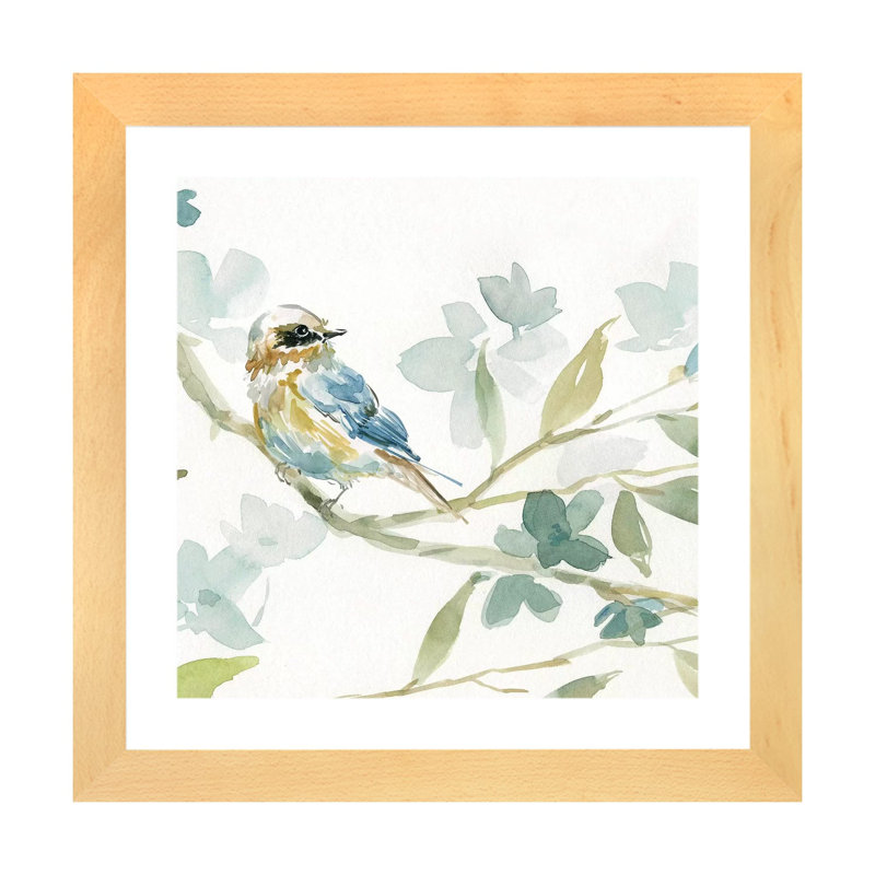 «Spring Melody I» par Carol Robinson - reproduction imprimée, Toile avec cadre en bois beige, Blanc