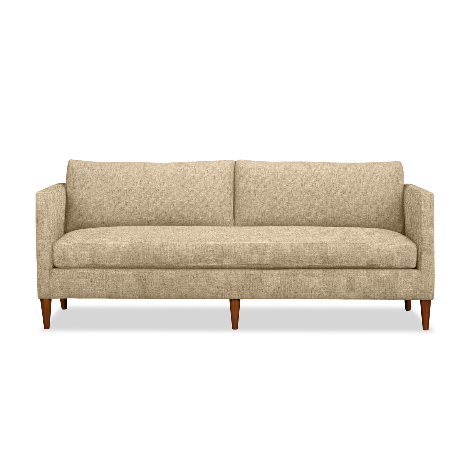 Clifford 87" Upholstered Custom Bench-Seat Sofa, Turbo Wheat Basketweave