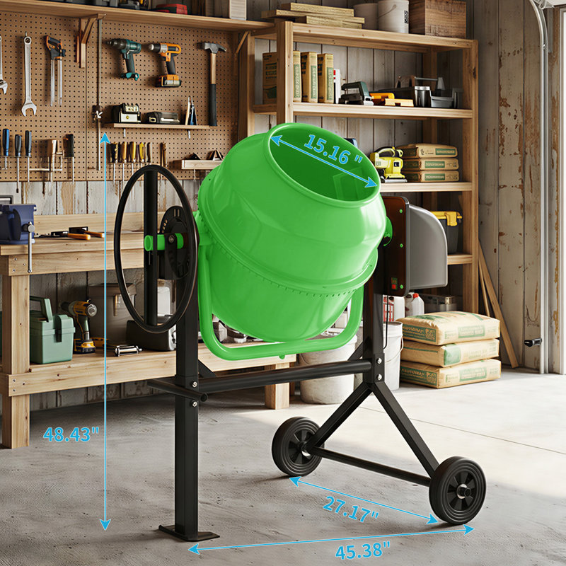 140 L / 5,5 pieds cubes Tambour électrique portatif en acier pour mortier de béton industriel