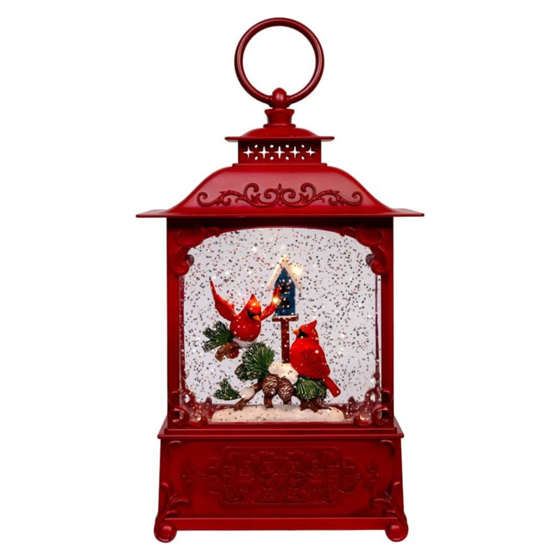 Lanterne à eau DEL Kurt Adler Cardinals sur branche d'arbre, 23 cm