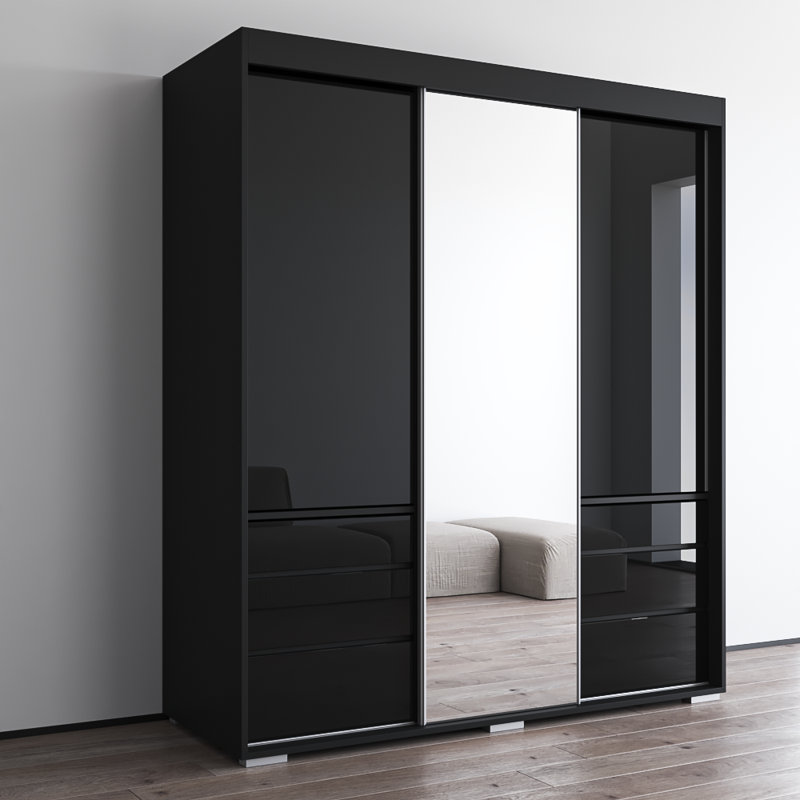 Armoire noire 71 "avec miroir Monaco 71", Noir, noir, noir, noir
