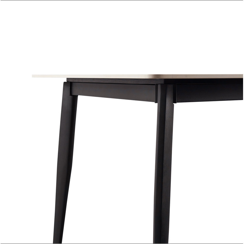 Table de salle à manger Table de cuisine rectangulaire blanche de 55 po avec plateau en porcelaine et pieds en métal, table de salle à manger pour 4 personnes, table de salle à manger Mid-Century pour salon et bureau, table seulement