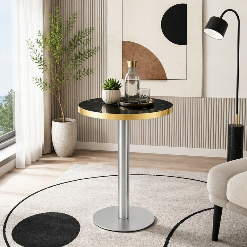 Dining Table, Black+Gold,Silver