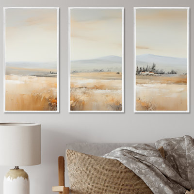 Paysage champêtre minimaliste I - ensemble d'art mural campagne