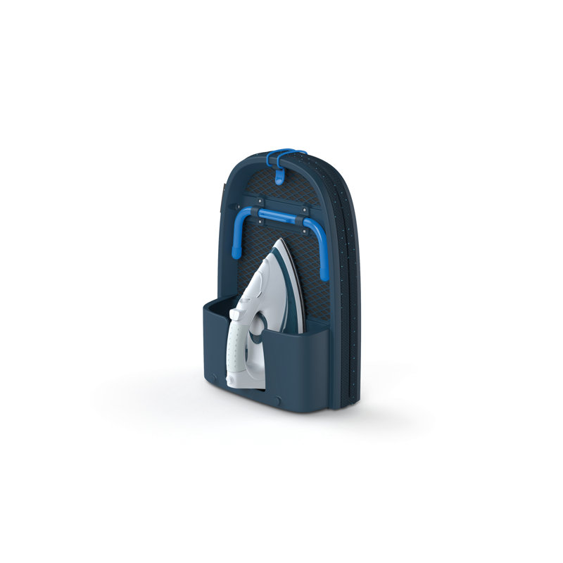 Compact Black and Blue Aluminum Folding Tabletop Ironing Board