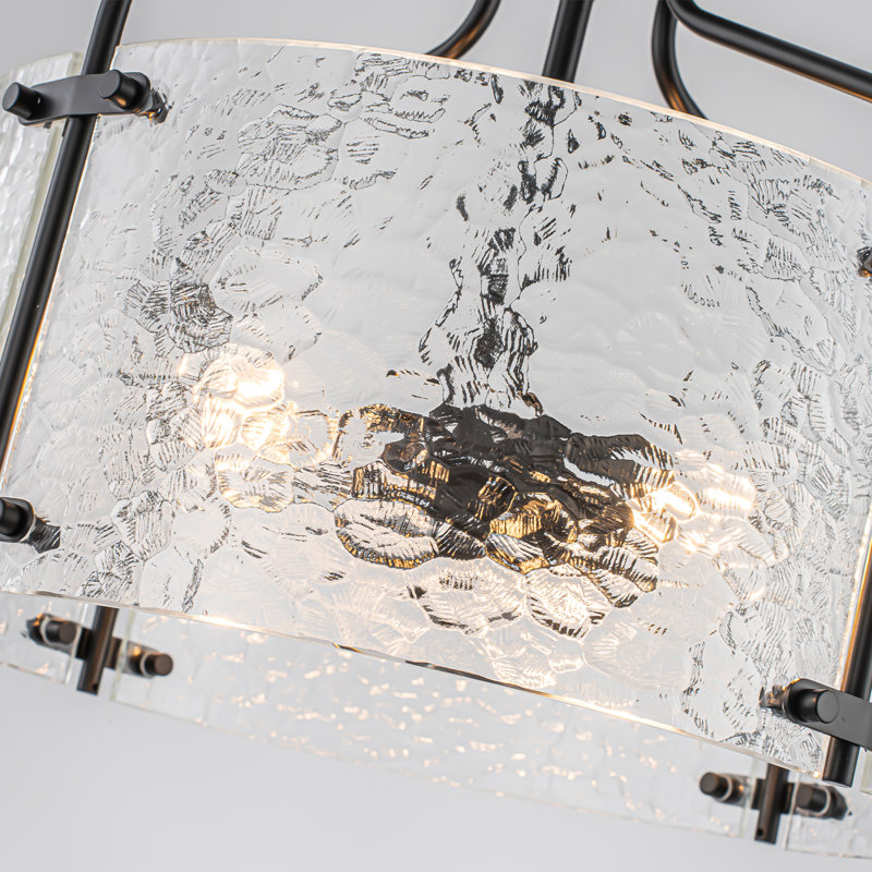 Plafonnier semi-encastré 3 lumières avec verre martelé pour entrée de cuisine