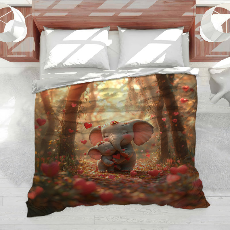 Elephants Bedding Animal Comforter Shabby Chic, Twin Comforter
