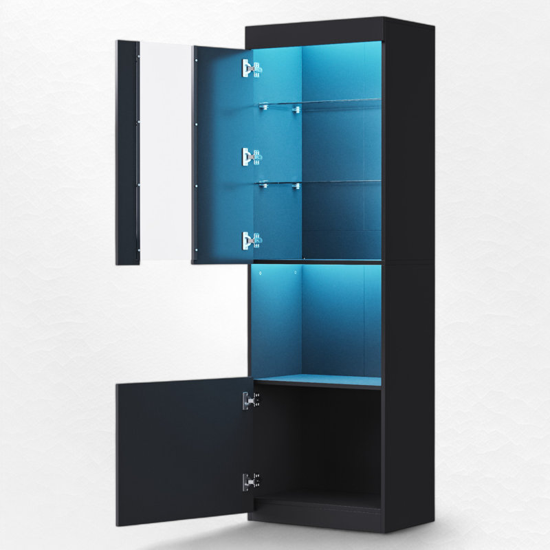 Armoire de rangement pour garde-manger de 66,9 po Gwinevere, Noir, noir, noir, noir