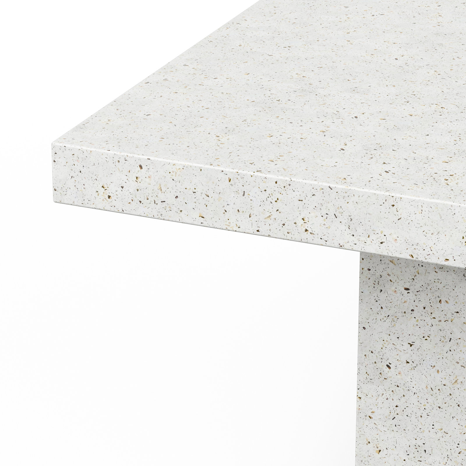 Kareen Pedestal Dining Table, Counter Table (36.25" Height), 95" L x 47" W, Ivory Terrazo