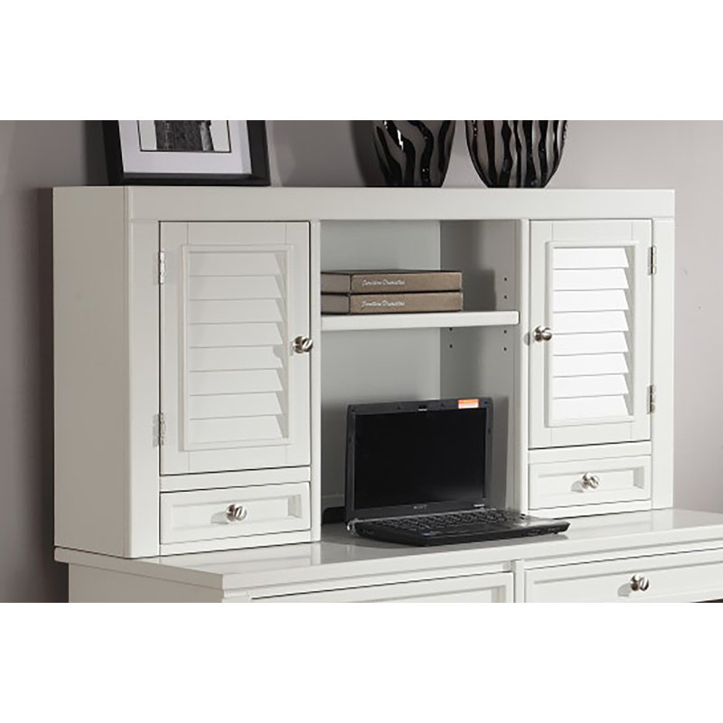 Ensemble de bureau d'ordinateur en L en bois massif avec huche Annmarie 4