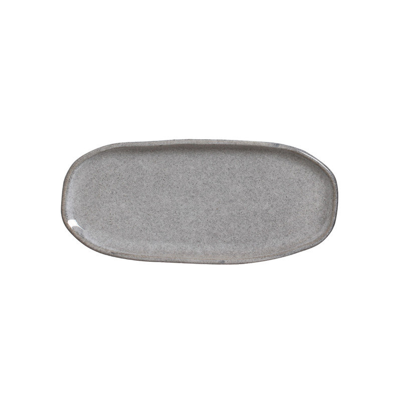 Ensemble de 4 assiettes en grès Pistache, Gris clair