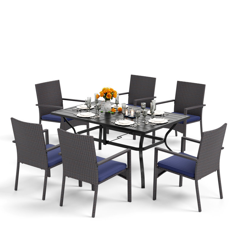 6-Person Patio Dining Set with Rectangular Table