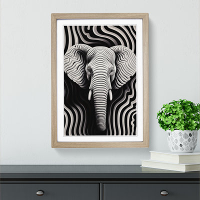 XYZ-FRM-V1223-640 Elephant Op No.3 - Single Picture Frame Print on Wood