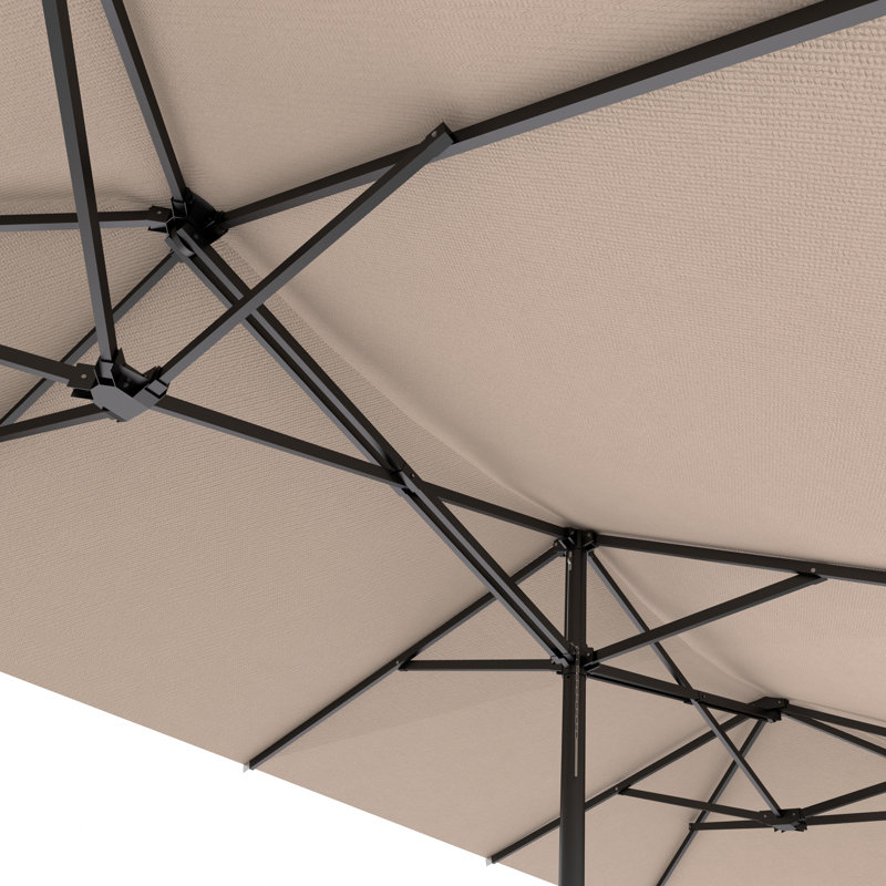Finian 163"x103" Rectangular Market Patio Umbrella with Crank Wind Resistant Frame, Tanné