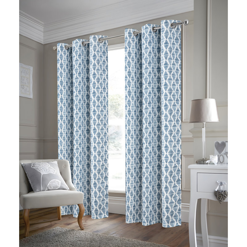 Lanning Diamond Room Darkening Window Curtain, 54" W x 84" L, Blue