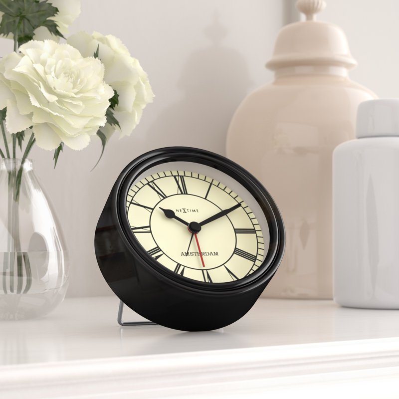 Annemijn Metal Tabletop Clock with Alarm, Black