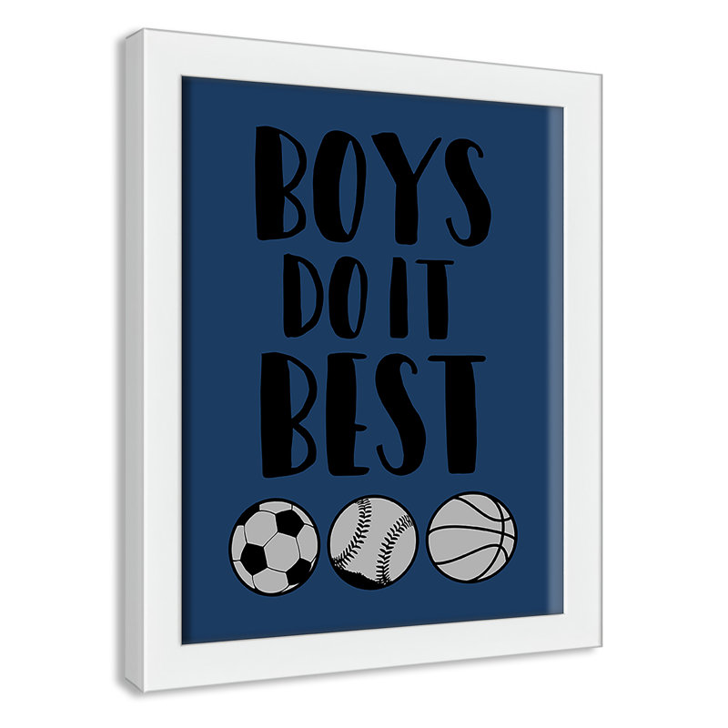 «Boy Do It», art encadré, H 11 po x l 9 po x P 1,18 po, Cadre blanc