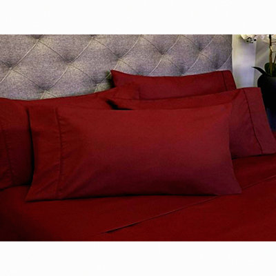 LuxurySoft Burgundy Queen Sheet Set - 1800 Thread Count - 6 Piece Olivia Branch Bedroom Set - Hypoallergenic & Wrinkle Resistant