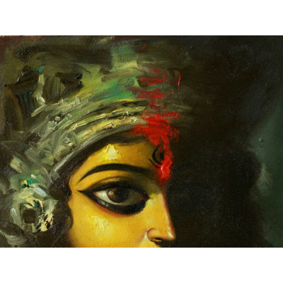 Déesse Durga | Peinture à l'huile sur toile par Paul Chiranjit