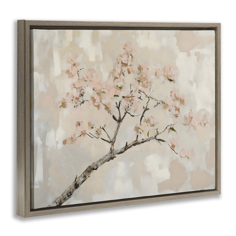 Cadre flottant discret avec branches de cerisier en fleurs, design par Franklyn Gregory, Cadre flottant orme Montalcino