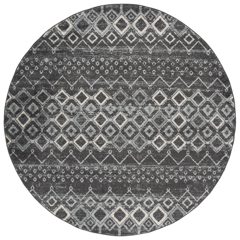 Tapis performance Goode Southwestern, Rond 8 pi, Dark Grey/Light Grey