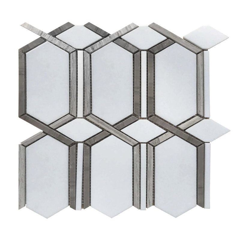 Thassos & Wooden et carreau de mosaïque poli à jet d'eau pour plancher et mur 12 po x 12 po Athens (1 pi. Ca.)