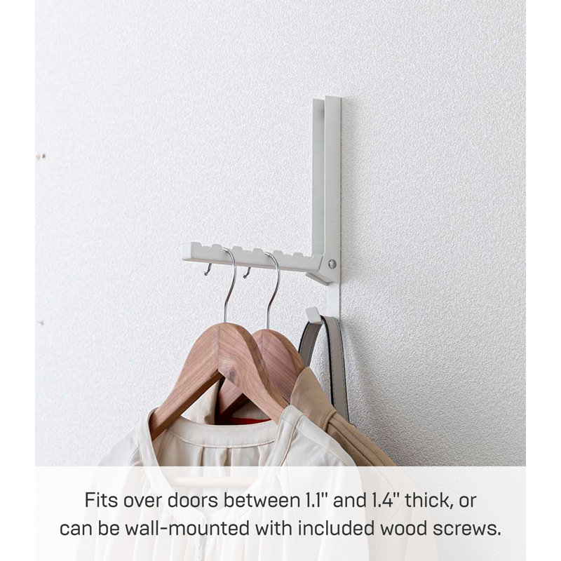 White Steel Over-the-Door Folding Hook Rack