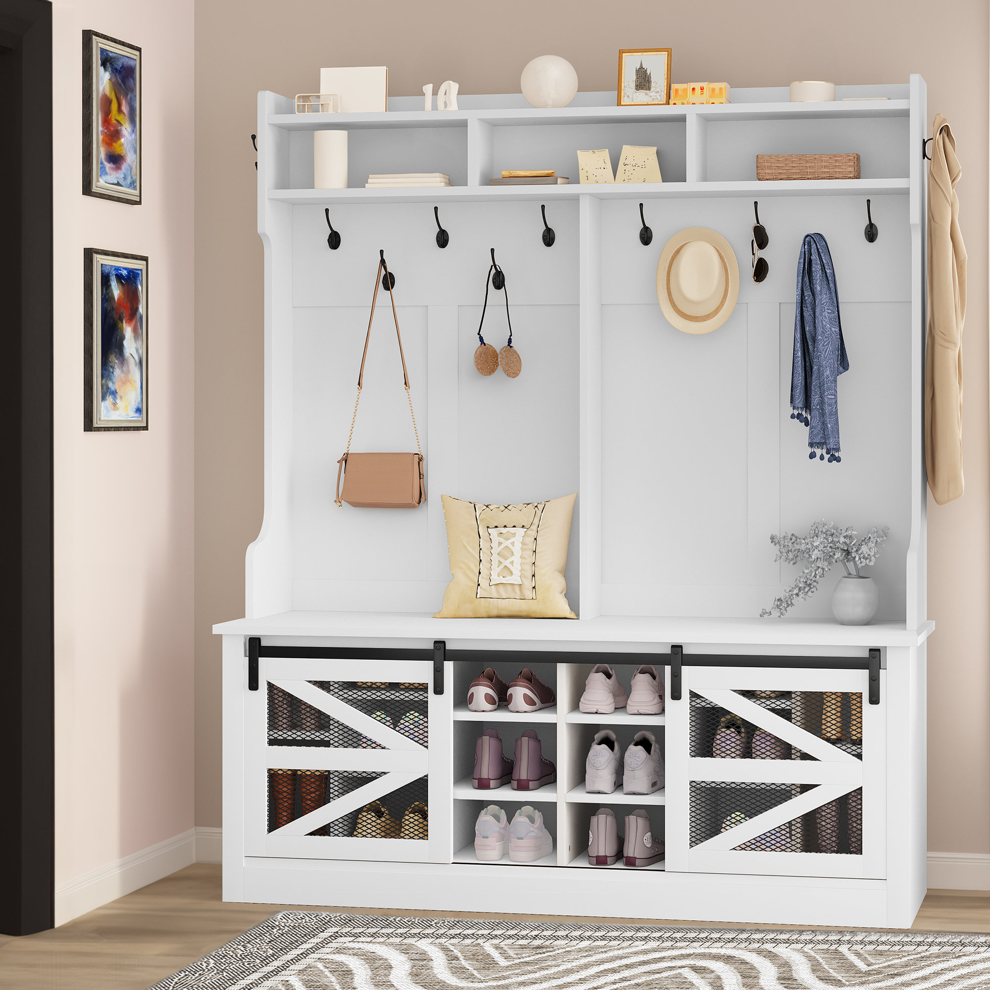 Gracie Oaks Farmhouse Hall Tree Wayfair