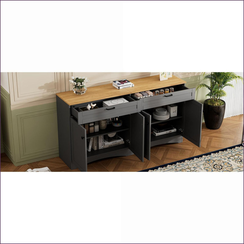 Meuble télé avec 2 tiroirs Tablettes réglables pour téléviseurs de 70 po | Gris | Gammes de téléviseurs, Gris