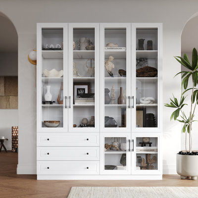 Display Cabinet With Tempered Glass Door And Adjustable Lights by Latitude Run
