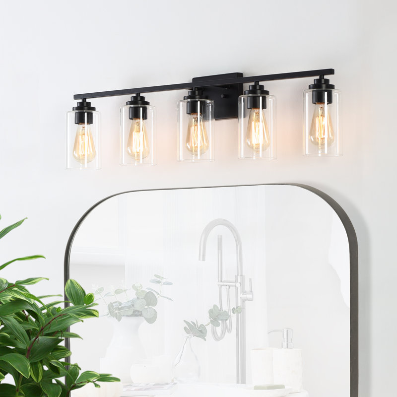 Quitterie - Éclairage pour meuble-lavabo, Noir mat, Clear, 5