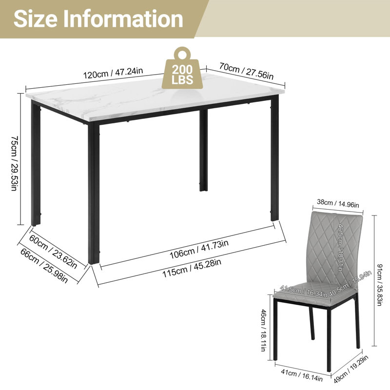 Dining Set, White, Grey