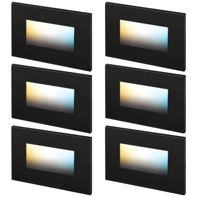 5CCT 120V LED Step Lights, Horizontal, Aluminum Dimmable Deck Light, CRI90, ETL Listed, Indoor Outdoor Integrated Stair Lights, Wet Location, Black