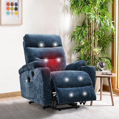 Electric Power Lift Recliner Chair Sofa With Massage And Heat For Elderly, 3 Positions, 2 Side Pockets And Cup Holders, USB Ports -  Hokku Designs, C727C624EE9D42D9B91E1BA084BF77C4