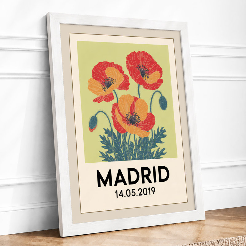 Madrid Poppies Botanical - Print, A3 - 42.0 x 29.7 cm, White