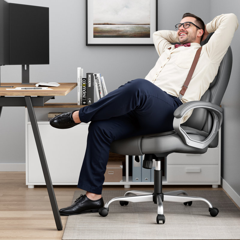Carleen Executive Chair with Headrest, Gray