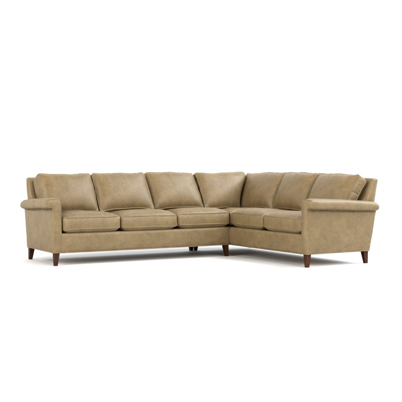 Belleville Leather Sectional, Alameda Ecru Genuine Leather