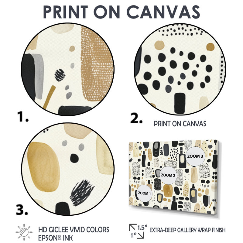 Décoration murale Boho Bathries Beige et brun I - Articles de toilette, H 34 po x l 44 po, Noir
