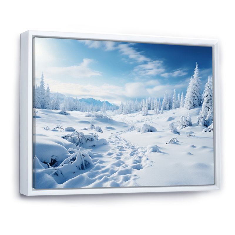 «Winter Snow Wonderland» sur toile, Cadre flottant blanc, H 12 po x l 20 po x P 1 po