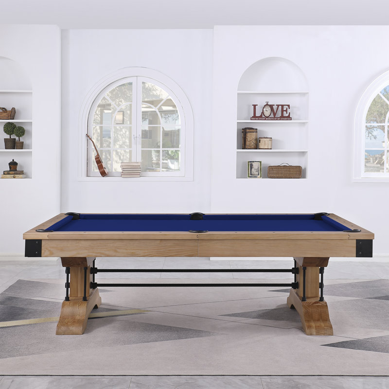 Table de billard Manchester, Bleu royal résistant à l'eau, Non, Naturel patiné