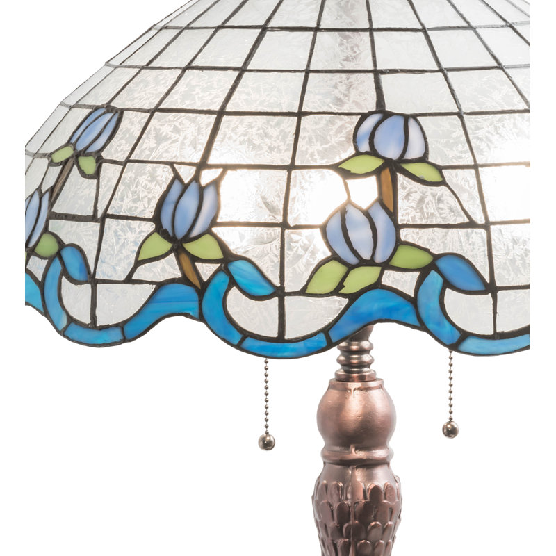 Lampe de table Roseborder, H 33 po x l 23 p ox P 23 po, Transparent / bleu / vert