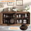 Buffet de 63 po avec rangement et prise de courant, buffet avec tablettes réglables, crédence de table console moderne classique avec portes à double arc pour la salle à manger, vestibule, noyer-1764936811
