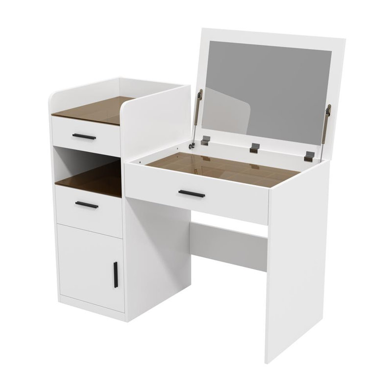 3-in-1 Vanity Desk with Flip Top Mirror