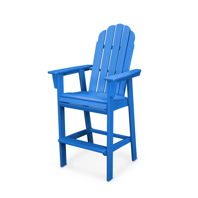 POLYWOOD Vineyard Curveback Adirondack Bar Chair, 29.38", Pacific Blue