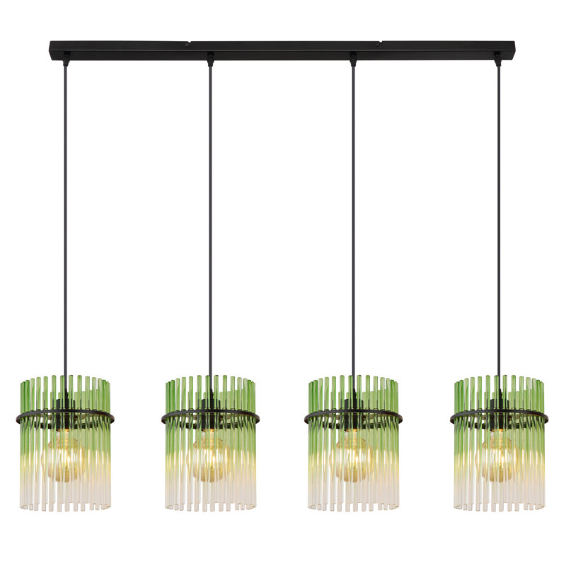 Decole 4 - Light Matte Black Kitchen Island Pendant, Green