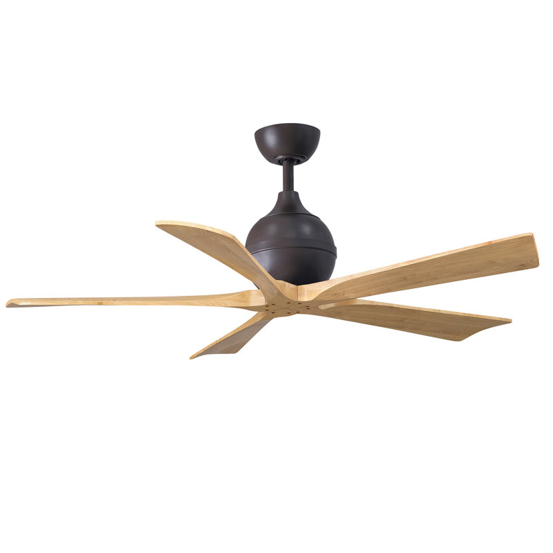 Ventilateur de plafond standard à 5 pales avec télécommande, Bronze texturé, Ton érable clair, 52"
