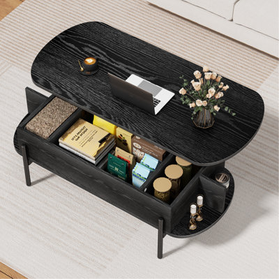 Table basse ovale avec tablette de rangement ouverte de 48 po Molter