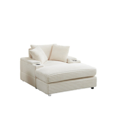 Canapé simple en velours côtelé beige de 42,52 pouces avec un oreiller, deux coussins décoratifs, une conception impeccable, des couleurs vives, peut s'agencer au ton général, beau et pratique